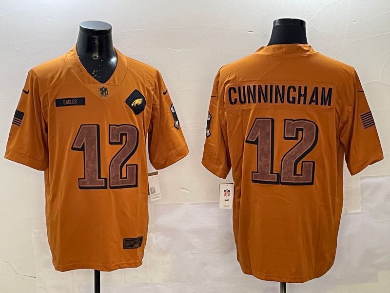Men Philadelphia Eagles #12 Cunningham Yellow Nike 2025 Salute to Service Limited NFL Jersey style 1->philadelphia eagles->NFL Jersey